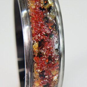 "Autumn" Ring with Black Opal & Red German Glass